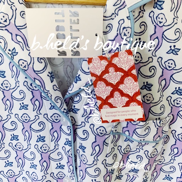 Roller Rabbit Monkey Polo Pajamas in Lavender Monkey Purple Blue Size S New NWT - Picture 5 of 17